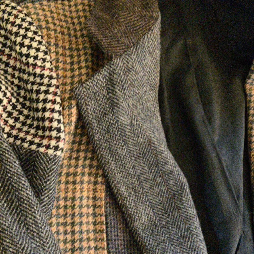 Vintage International Scene Wool Blend Patchwork Blazer